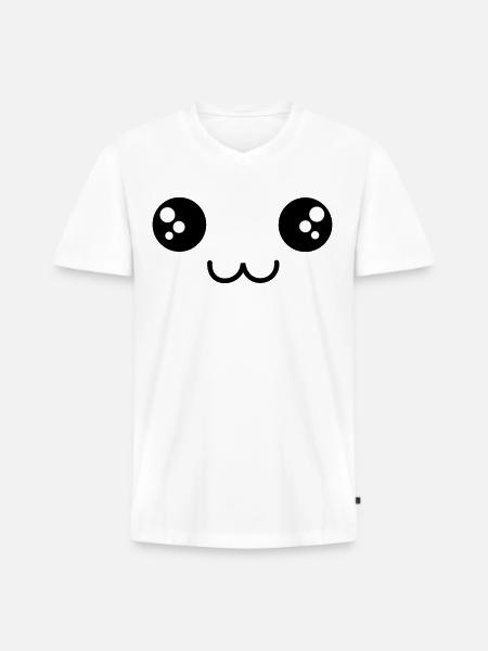cute face - Men's Premium Organic T-shirt with V-neck - white