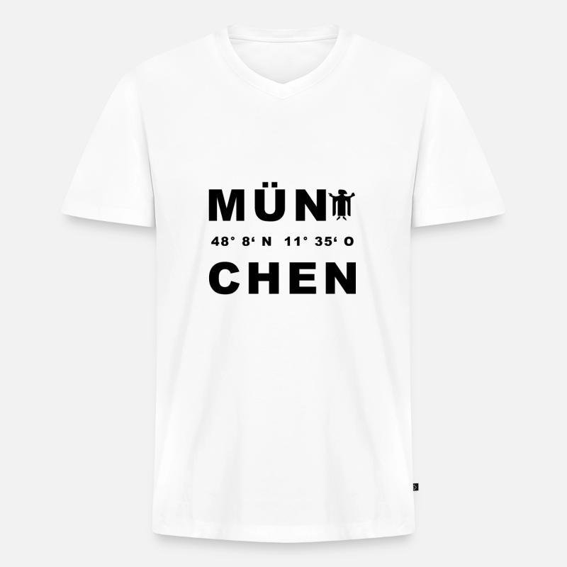 München - Männer Premium Bio T-Shirt mit V-Ausschnitt - Weiß
