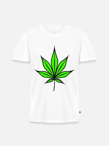 Hemp Leaf Weed Hemp Symbol - Men's Premium Organic T-shirt with V-neck - white