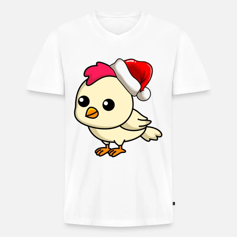 Huhn Comic Weihnachten - Männer Premium Bio T-Shirt mit V-Ausschnitt - Weiß