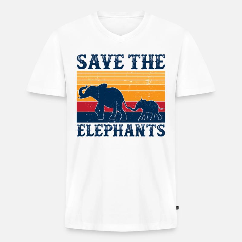 Save the elephants - Männer Premium Bio T-Shirt mit V-Ausschnitt - Weiß