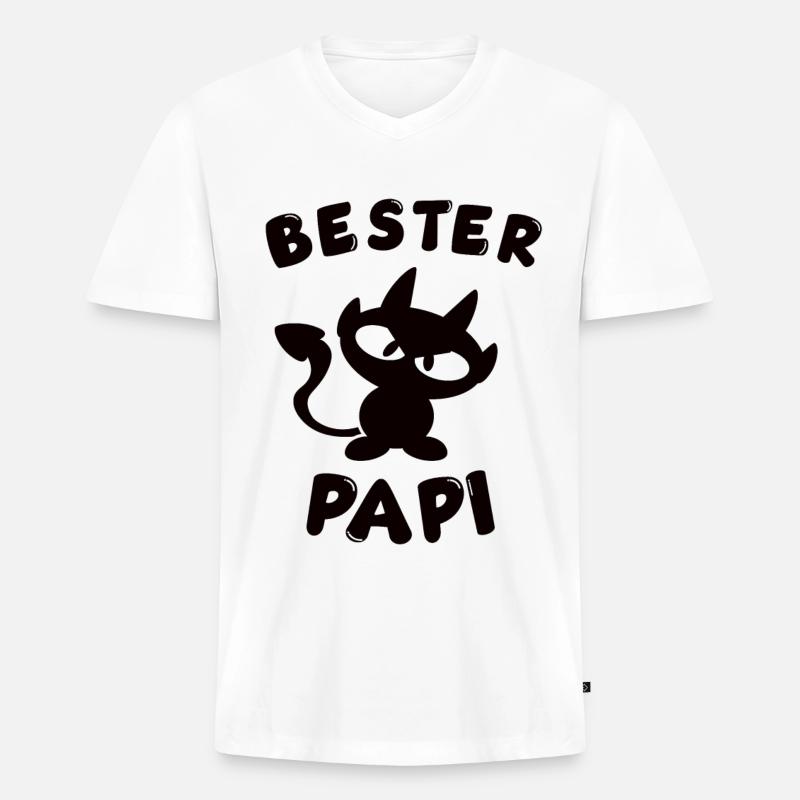 cooles bester Papi Design - Männer Premium Bio T-Shirt mit V-Ausschnitt - Weiß