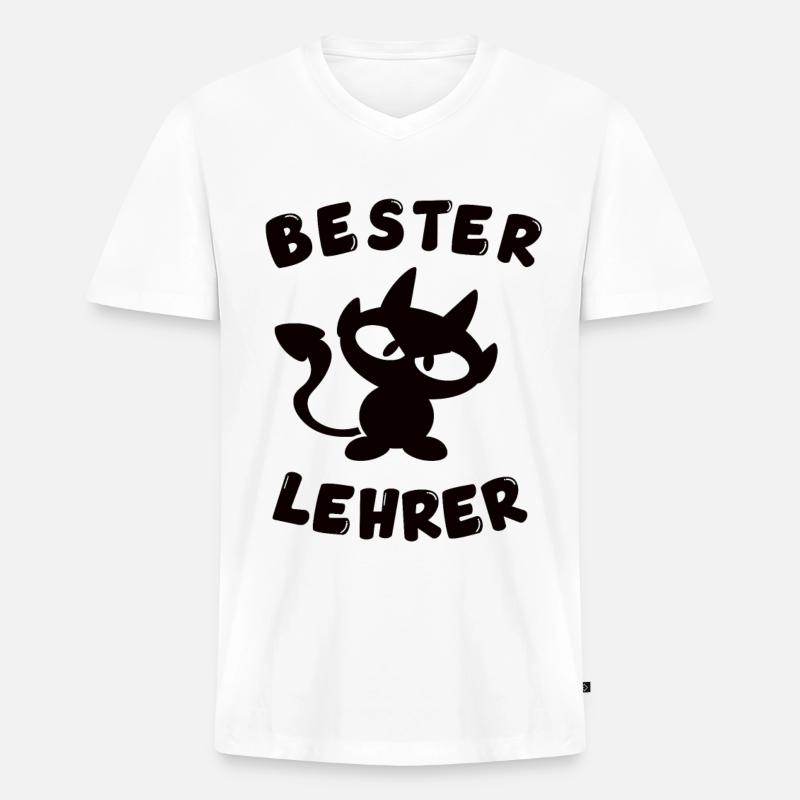 cooles bester Lehrer Design - Männer Premium Bio T-Shirt mit V-Ausschnitt - Weiß