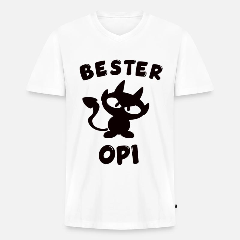 cooles bester Opi Design - Männer Premium Bio T-Shirt mit V-Ausschnitt - Weiß