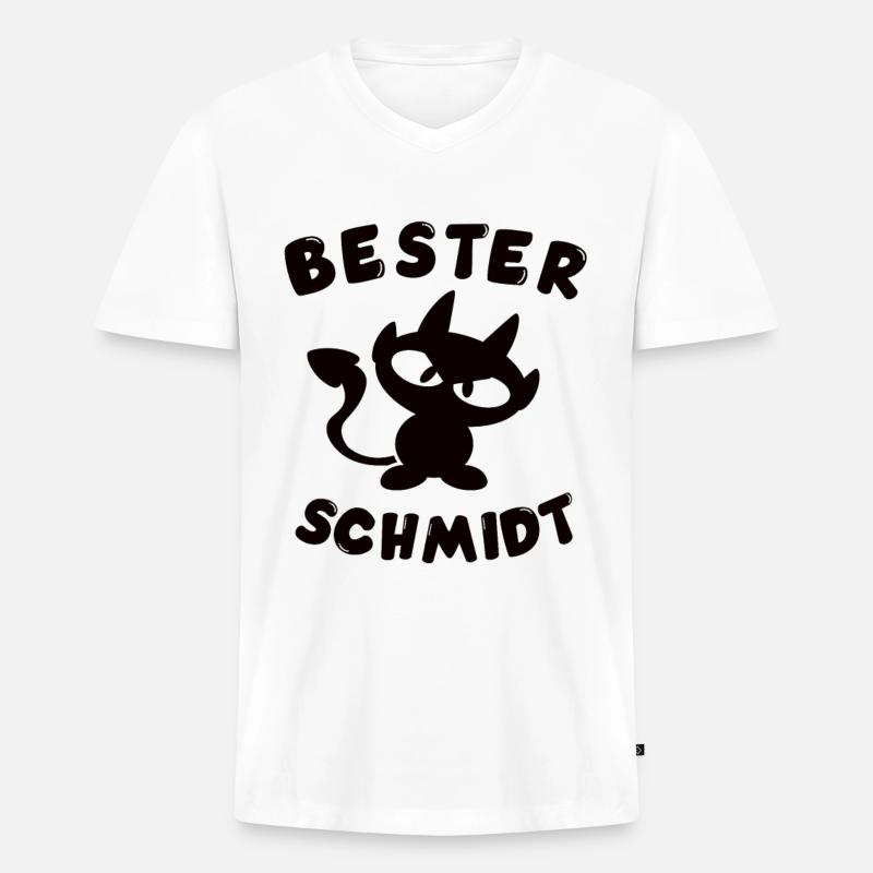 cooles bester Schmidt Design - Männer Premium Bio T-Shirt mit V-Ausschnitt - Weiß