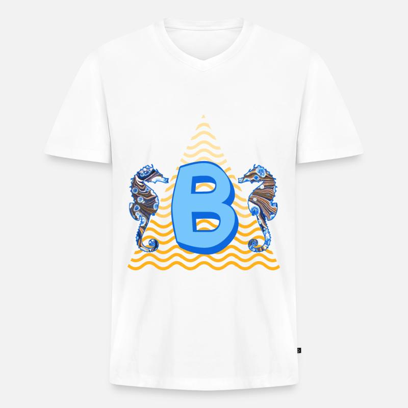 seepferdchen e 262 b - Männer Premium Bio T-Shirt mit V-Ausschnitt - Weiß