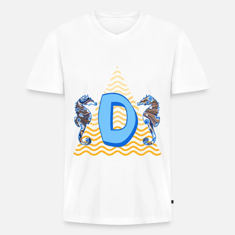 seepferdchen e 262 d - Männer Premium Bio T-Shirt mit V-Ausschnitt - Weiß