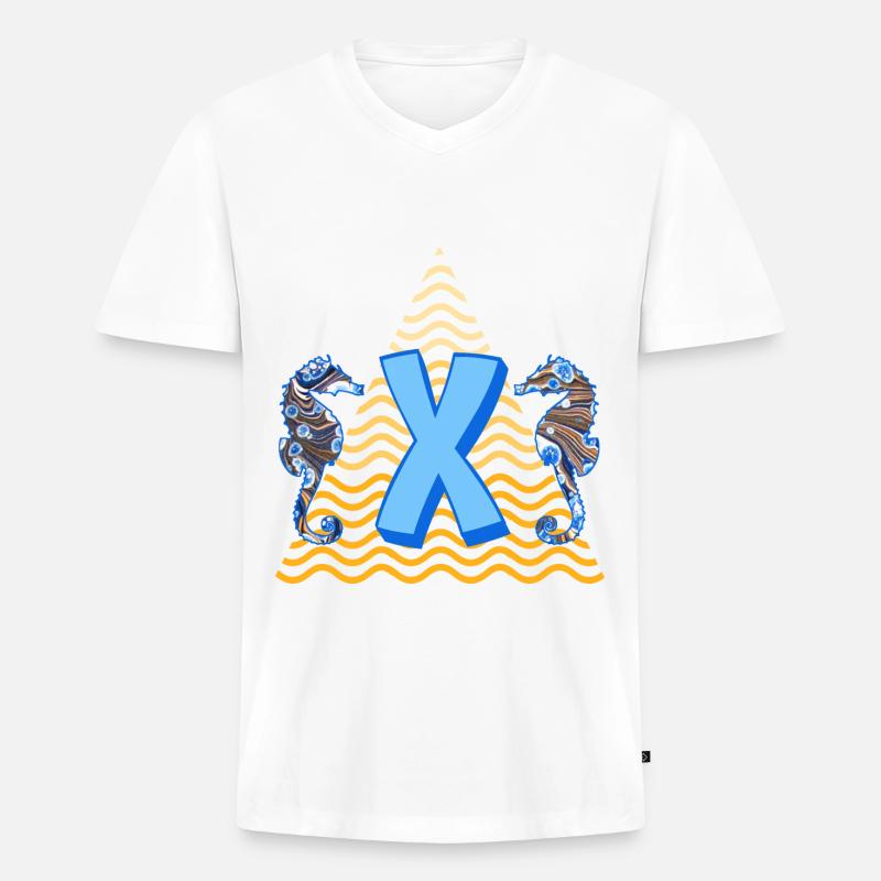 seepferdchen e 262 x - Männer Premium Bio T-Shirt mit V-Ausschnitt - Weiß