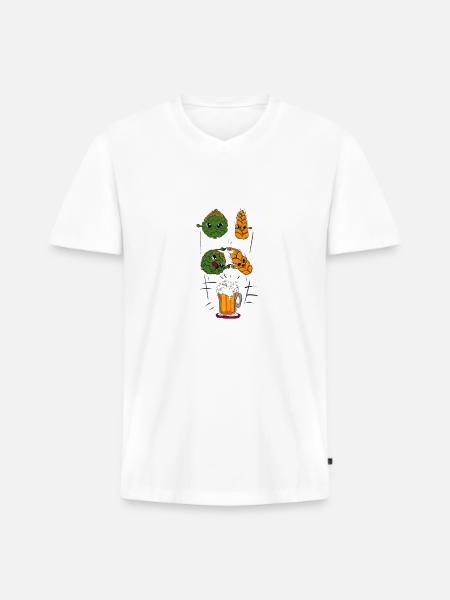 Bier Fusion - Männer Premium Bio T-Shirt mit V-Ausschnitt - Weiß