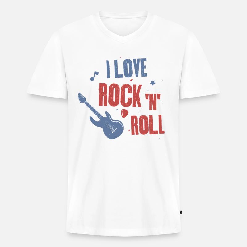 Ich liebe Rock'n'Roll - Männer Premium Bio T-Shirt mit V-Ausschnitt - Weiß