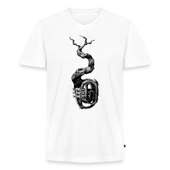 Trompette - T-shirt encolure en V Premium bio Homme - blanc - Devant - Nico (187cm)