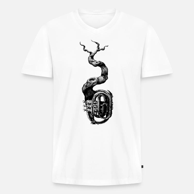 Trompete - Männer Premium Bio T-Shirt mit V-Ausschnitt - Weiß