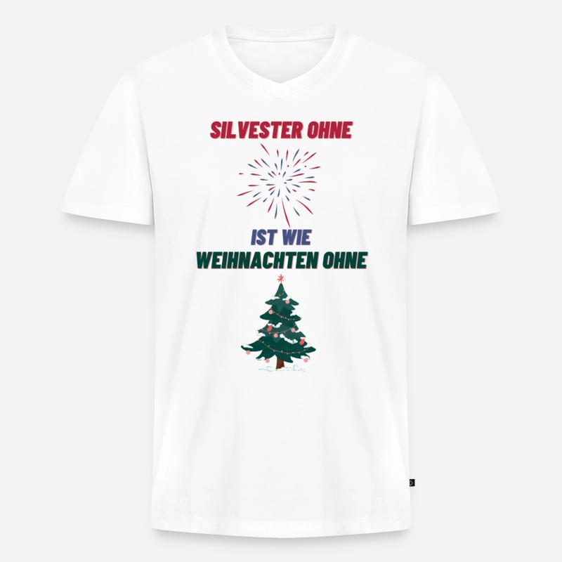 Feuerwerksverbot - Männer Premium Bio T-Shirt mit V-Ausschnitt - Weiß