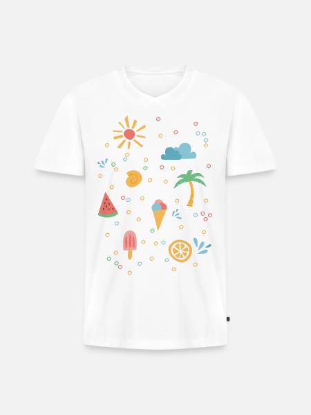 Summer - Men's Premium Organic T-shirt with V-neck - white