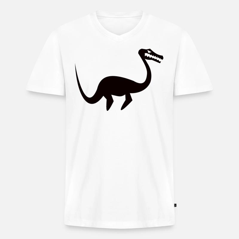 cooles Plesiosaurus-Silhouetten-Design - Männer Premium Bio T-Shirt mit V-Ausschnitt - Weiß