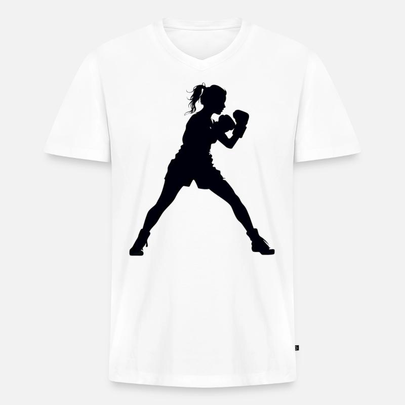 Frau Mädchen Boxen - Männer Premium Bio T-Shirt mit V-Ausschnitt - Weiß