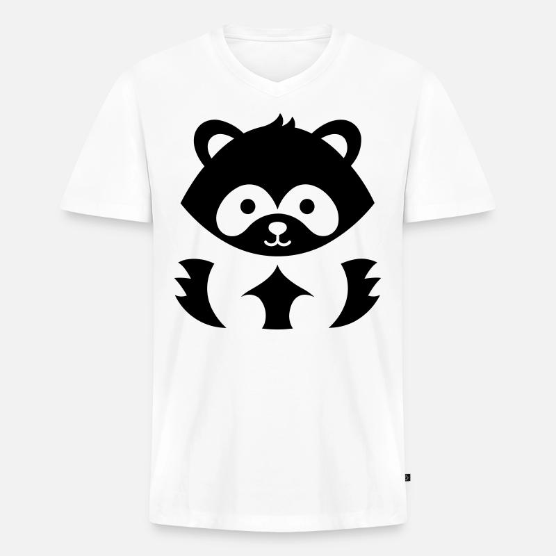 Kleiner Panda - Männer Premium Bio T-Shirt mit V-Ausschnitt - Weiß