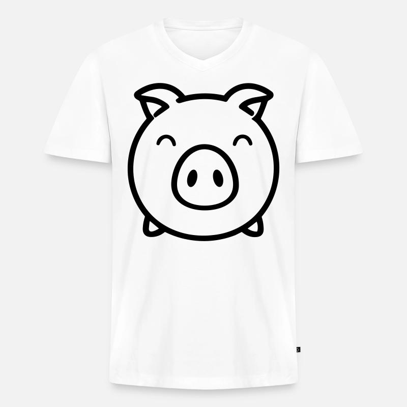 Schwein - Männer Premium Bio T-Shirt mit V-Ausschnitt - Weiß