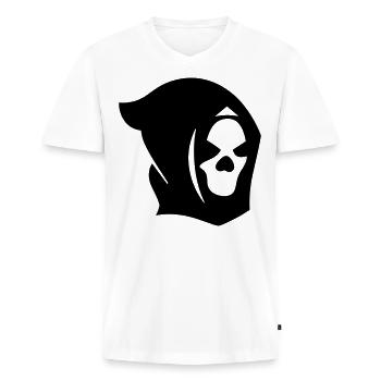 Skull - Men's Premium Organic T-shirt with V-neck - white - Front - Nico (187cm)