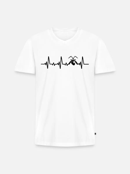 welder heartbeat welding - Men's Premium Organic T-shirt with V-neck - white