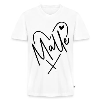 Malle Herz - Männer Premium Bio T-Shirt mit V-Ausschnitt - Weiß - Vorne - Nico (187cm)
