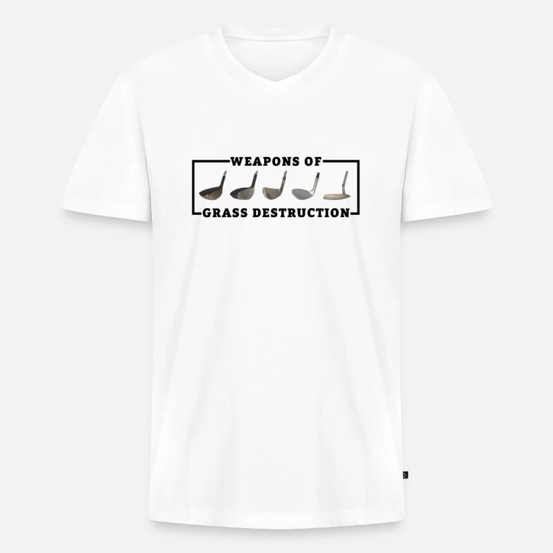 Golfschläger Golf Golfer - Männer Premium Bio T-Shirt mit V-Ausschnitt - Weiß