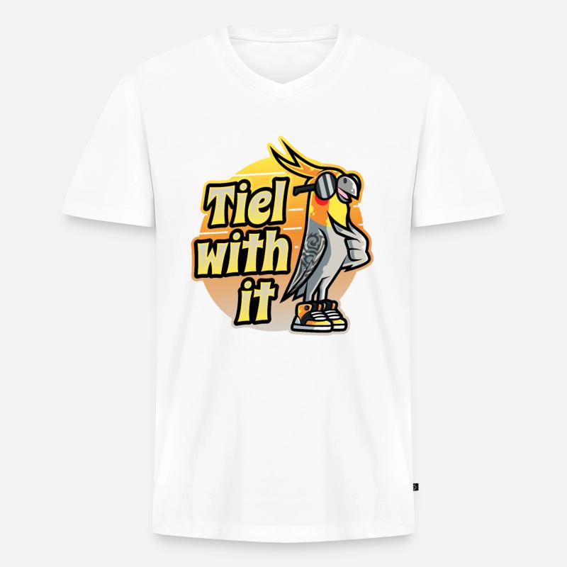 Nymphensittich Vogel - Männer Premium Bio T-Shirt mit V-Ausschnitt - Weiß