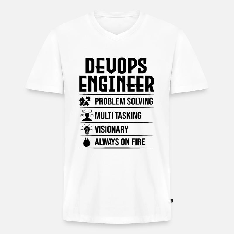 Devops Sys-Admin Entwickler - Männer Premium Bio T-Shirt mit V-Ausschnitt - Weiß
