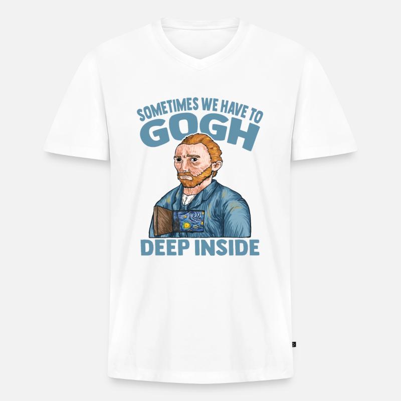 Van Gogh Kunst - Männer Premium Bio T-Shirt mit V-Ausschnitt - Weiß