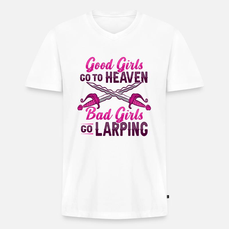 LARP RPG Rollenspieler - Männer Premium Bio T-Shirt mit V-Ausschnitt - Weiß