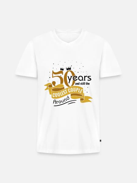 50th Wedding Anniversary Husband Wife Marriage - Men's Premium Organic T-shirt with V-neck - white