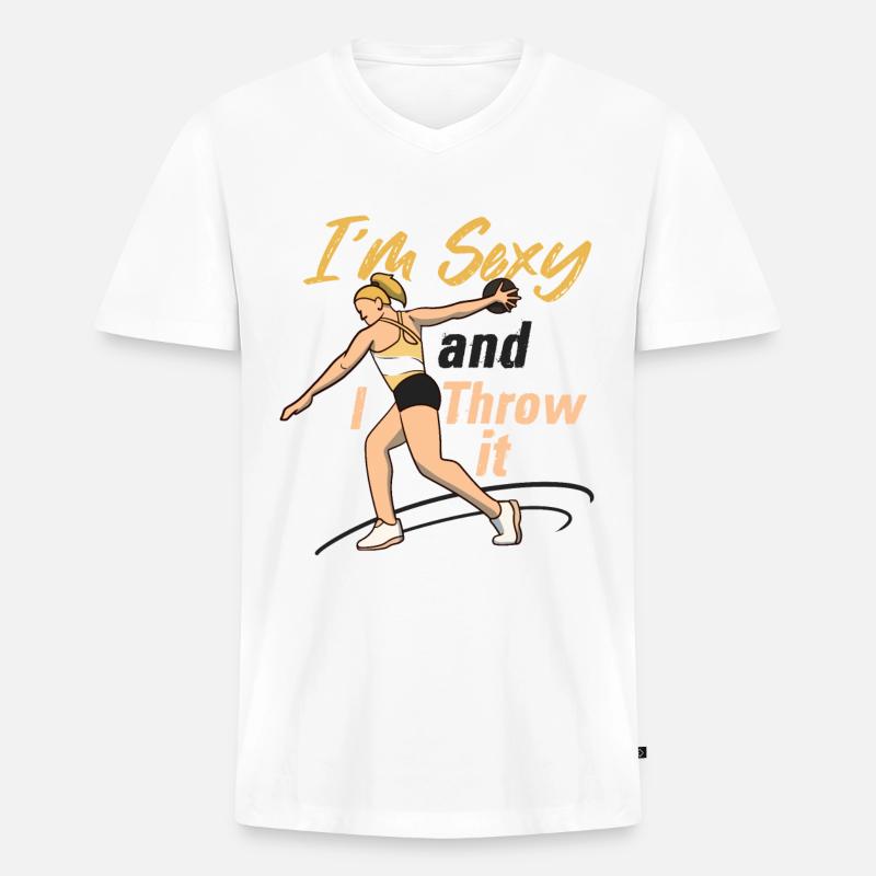 Leichtathletik Leichtathletik Wurf Athlet - Männer Premium Bio T-Shirt mit V-Ausschnitt - Weiß