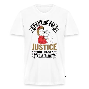 Directeur de la bureaucratie des services sociaux - T-shirt encolure en V Premium bio Homme - blanc - Devant - Nico (187cm)