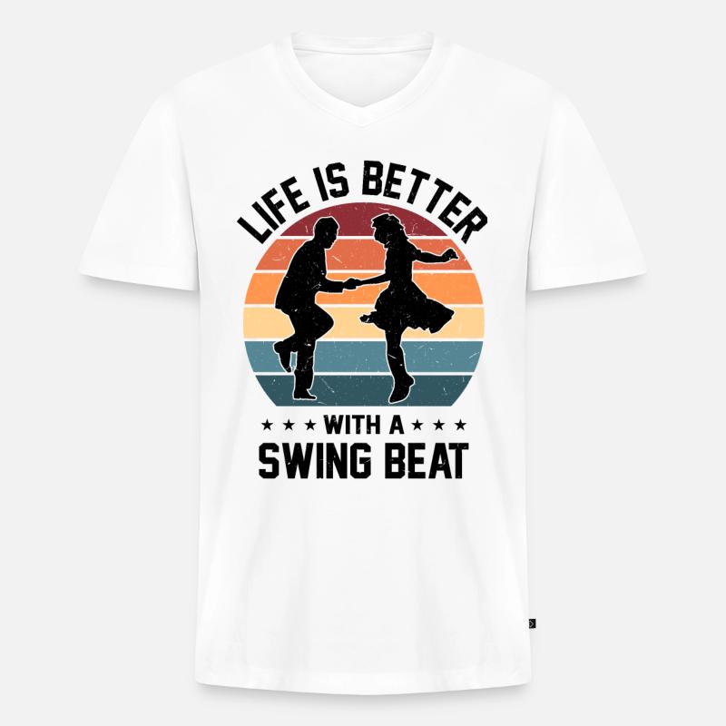 Lindy Hop Swing Dance - Männer Premium Bio T-Shirt mit V-Ausschnitt - Weiß