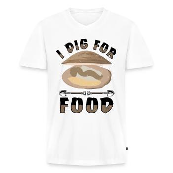 Moules Fruits de mer - T-shirt encolure en V Premium bio Homme - blanc - Devant - Nico (187cm)