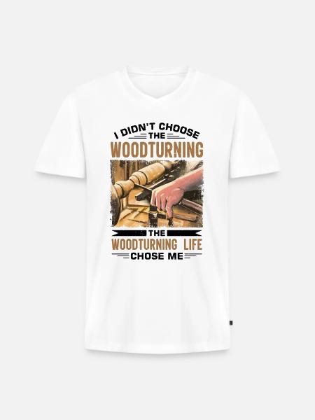 Lathe Wood Turning Lathe - Men's Premium Organic T-shirt with V-neck - white
