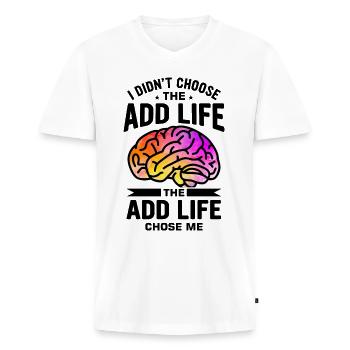 Neurodiversity Neurodivers ADD - Men's Premium Organic T-shirt with V-neck - white - Front - Nico (187cm)