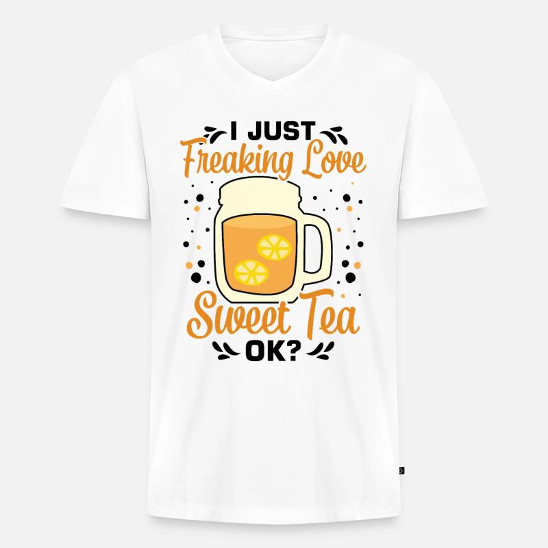 Süßer Tee - Männer Premium Bio T-Shirt mit V-Ausschnitt - Weiß
