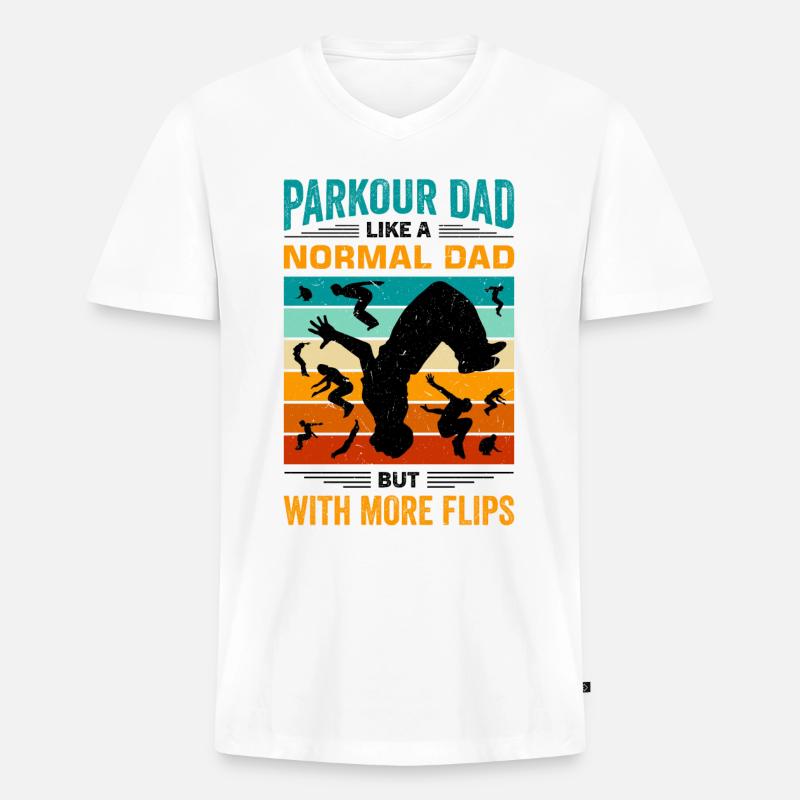 Witziger Parkour Spruch - Männer Premium Bio T-Shirt mit V-Ausschnitt - Weiß