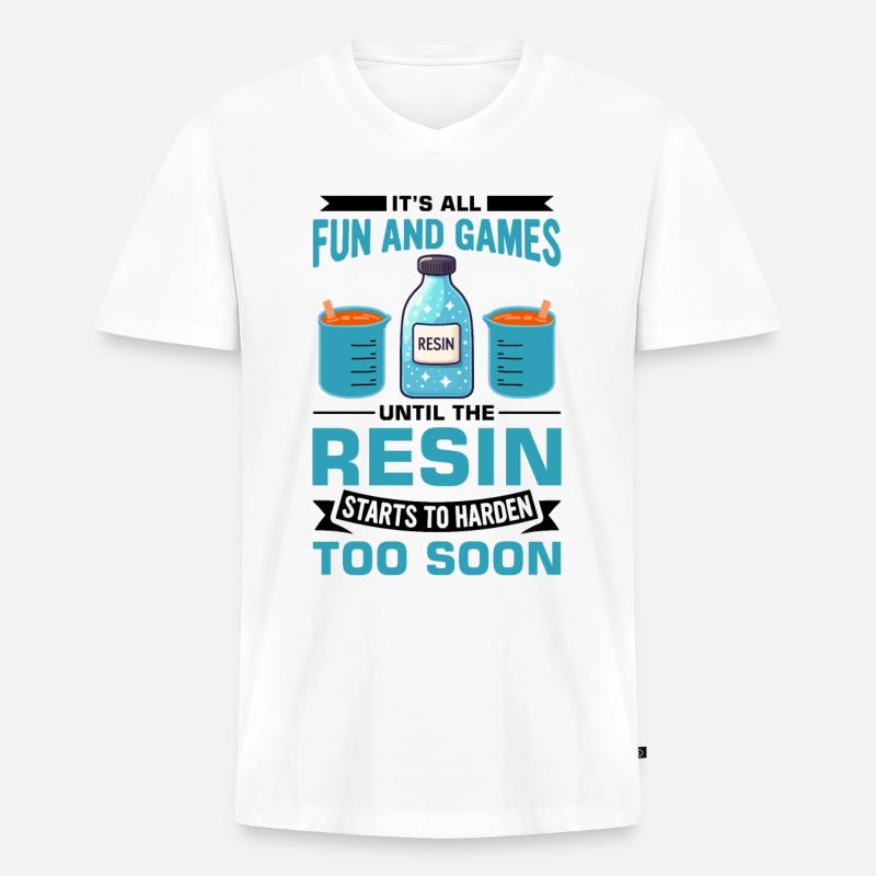 Witziger Epoxidharz Spruch - Männer Premium Bio T-Shirt mit V-Ausschnitt - Weiß