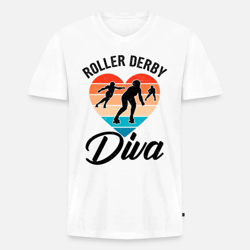 Witziger Rollschuh Spruch - Männer Premium Bio T-Shirt mit V-Ausschnitt - Weiß