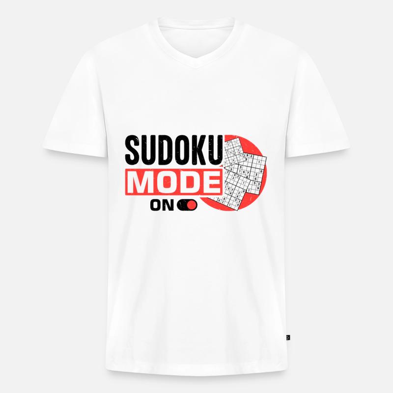 Witziger Sudoku Spruch - Männer Premium Bio T-Shirt mit V-Ausschnitt - Weiß