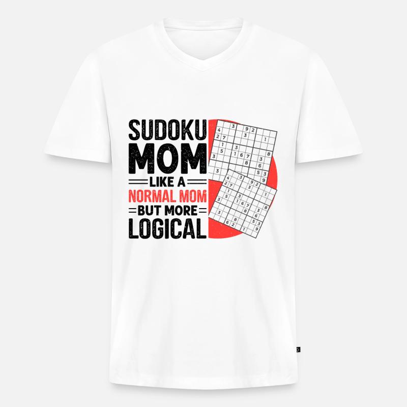 Witziger Sudoku Spruch - Männer Premium Bio T-Shirt mit V-Ausschnitt - Weiß