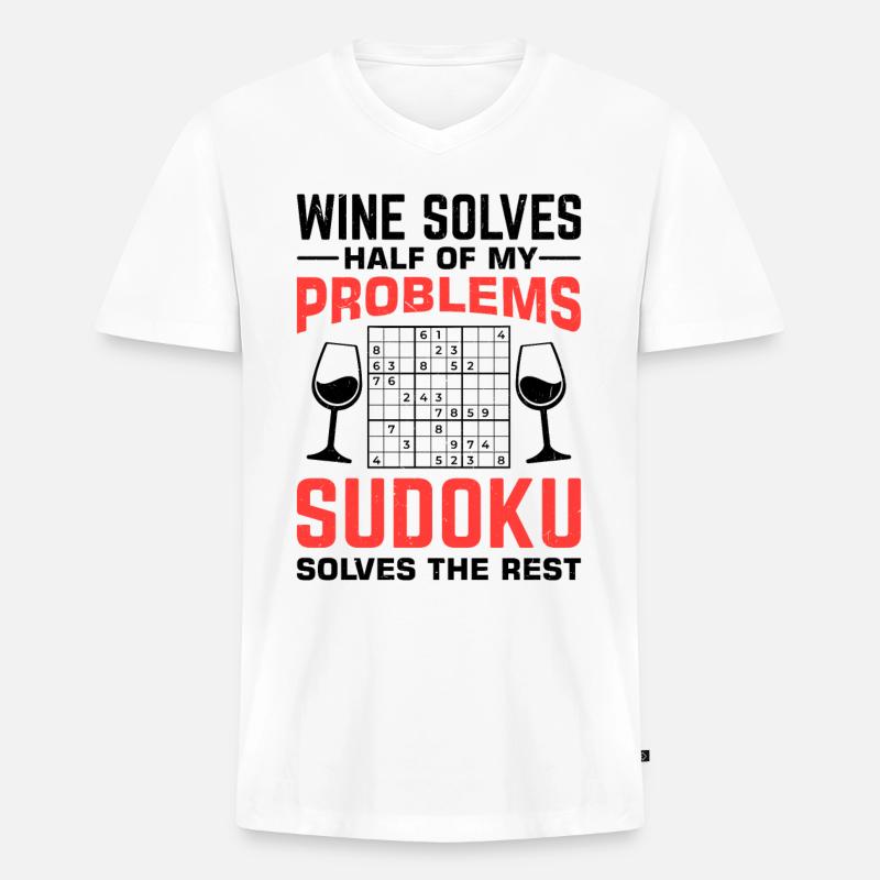 Witziger Sudoku Spruch - Männer Premium Bio T-Shirt mit V-Ausschnitt - Weiß