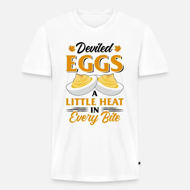 Teufelsei Spruch - Männer Premium Bio T-Shirt mit V-Ausschnitt - Weiß
