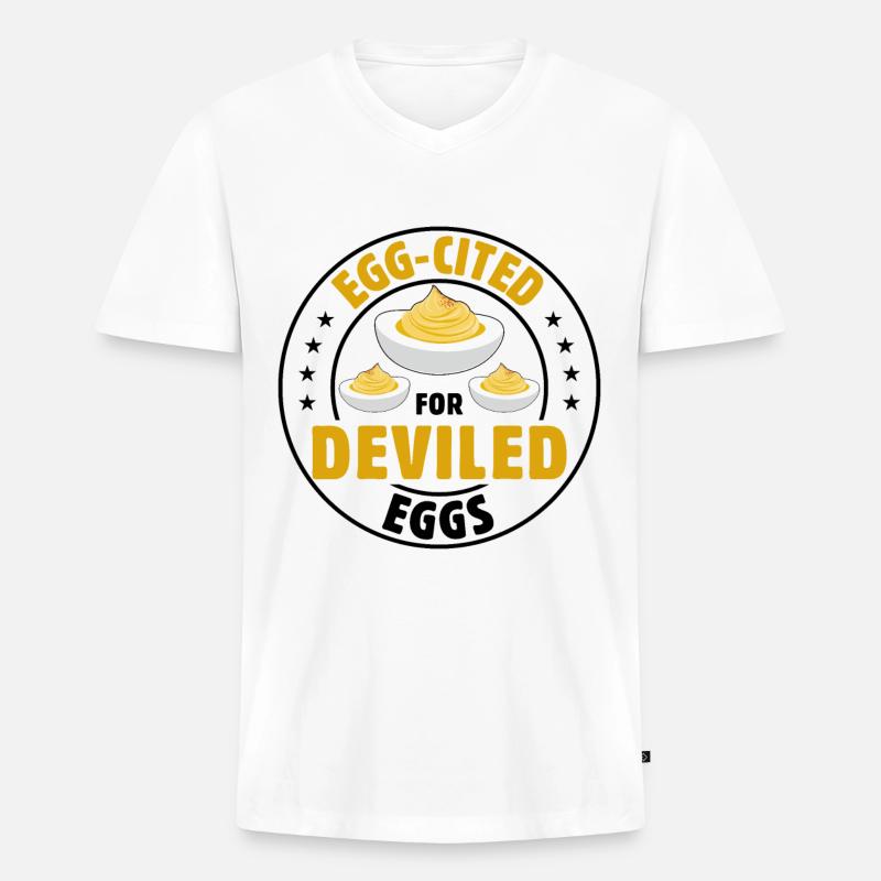 Teufelsei Spruch - Männer Premium Bio T-Shirt mit V-Ausschnitt - Weiß