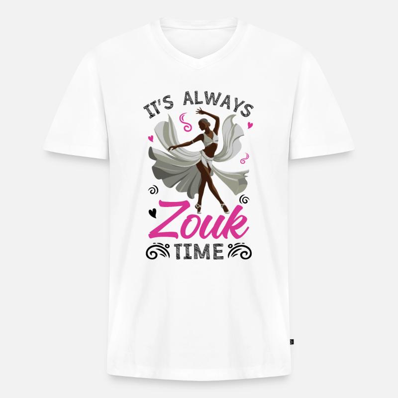 Witziger Zouk Tänzer Spruch - Männer Premium Bio T-Shirt mit V-Ausschnitt - Weiß