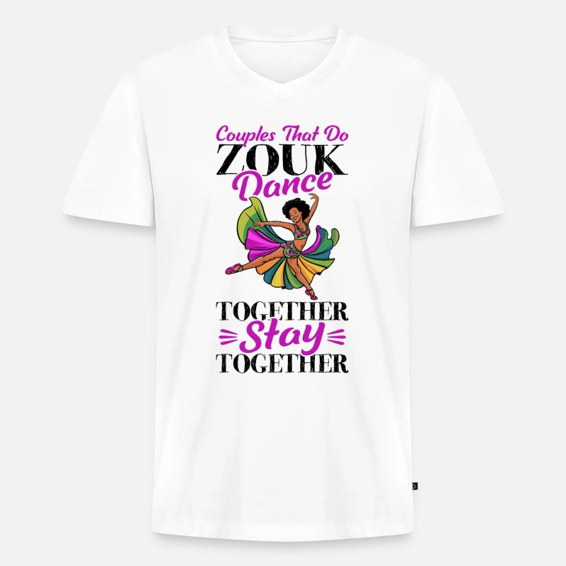 Witziger Zouk Tänzer Spruch - Männer Premium Bio T-Shirt mit V-Ausschnitt - Weiß