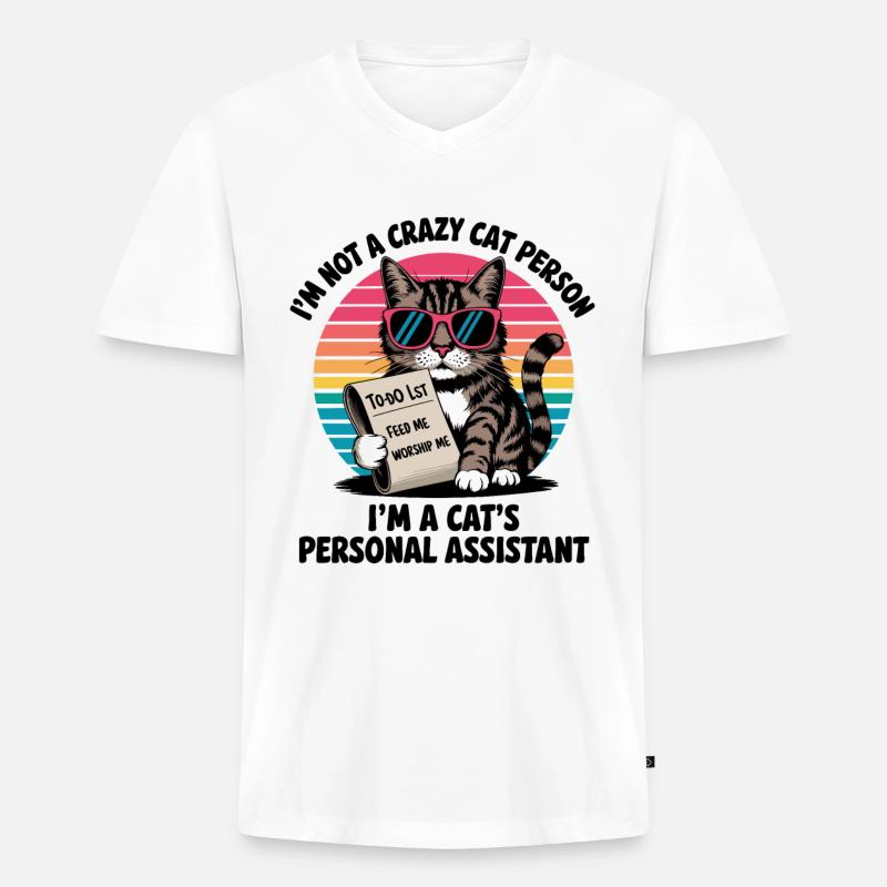 Witziger Katzen Spruch - Männer Premium Bio T-Shirt mit V-Ausschnitt - Weiß