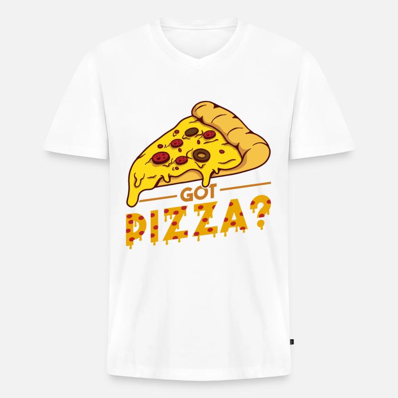 Witziger Pizza Spruch - Männer Premium Bio T-Shirt mit V-Ausschnitt - Weiß